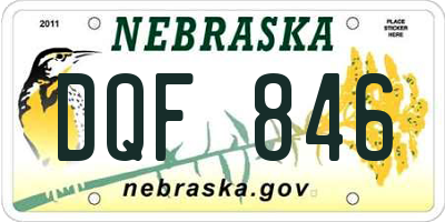 NE license plate DQF846
