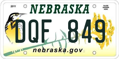 NE license plate DQF849