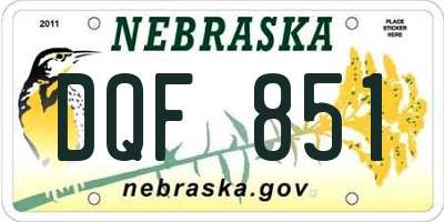 NE license plate DQF851