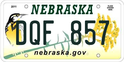 NE license plate DQF857