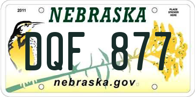 NE license plate DQF877