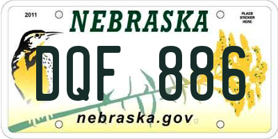 NE license plate DQF886