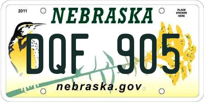 NE license plate DQF905