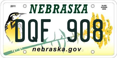 NE license plate DQF908