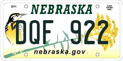 NE license plate DQF922