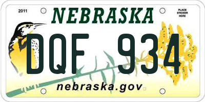 NE license plate DQF934