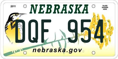 NE license plate DQF954