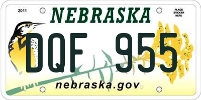 NE license plate DQF955