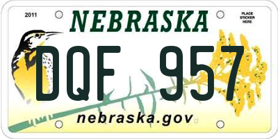 NE license plate DQF957