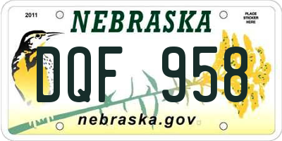 NE license plate DQF958