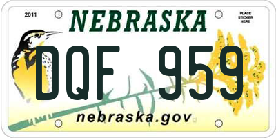 NE license plate DQF959