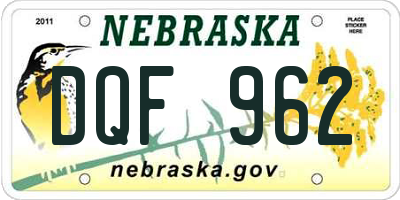NE license plate DQF962