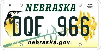 NE license plate DQF966