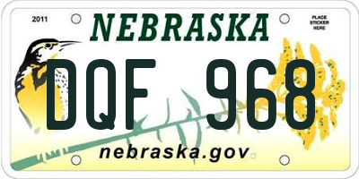 NE license plate DQF968
