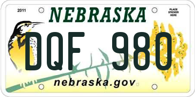 NE license plate DQF980
