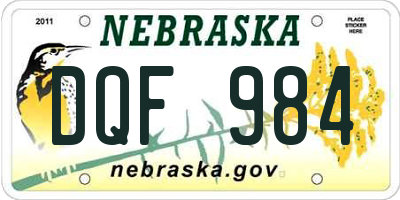 NE license plate DQF984
