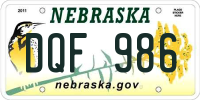 NE license plate DQF986