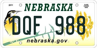 NE license plate DQF988
