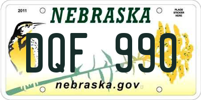 NE license plate DQF990