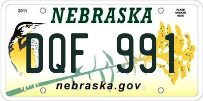 NE license plate DQF991