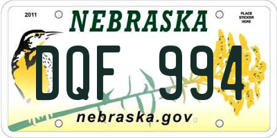 NE license plate DQF994