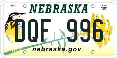 NE license plate DQF996