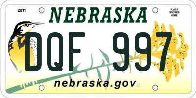 NE license plate DQF997