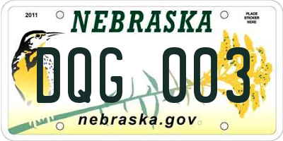 NE license plate DQG003