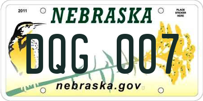 NE license plate DQG007