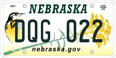 NE license plate DQG022