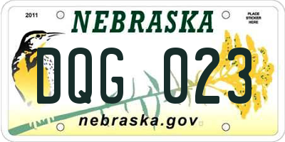 NE license plate DQG023