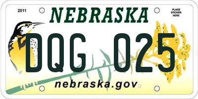 NE license plate DQG025