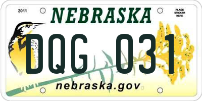 NE license plate DQG031