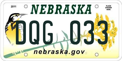 NE license plate DQG033