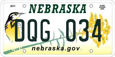 NE license plate DQG034