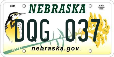 NE license plate DQG037