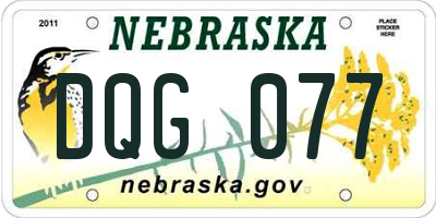 NE license plate DQG077