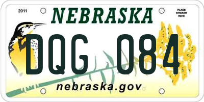NE license plate DQG084