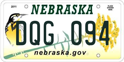 NE license plate DQG094