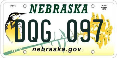 NE license plate DQG097