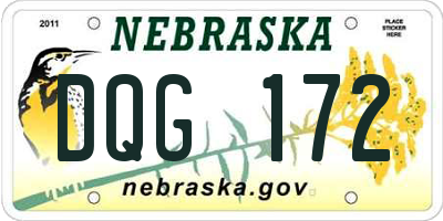 NE license plate DQG172