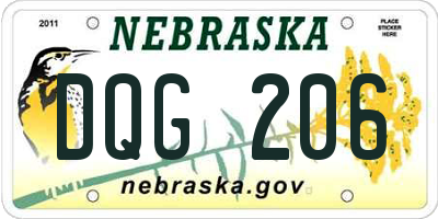 NE license plate DQG206