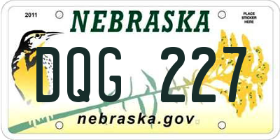 NE license plate DQG227