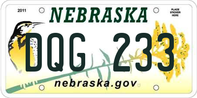 NE license plate DQG233