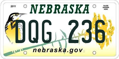 NE license plate DQG236