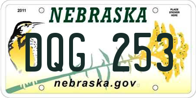 NE license plate DQG253