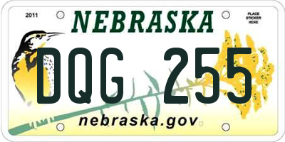NE license plate DQG255