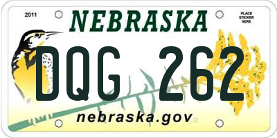 NE license plate DQG262
