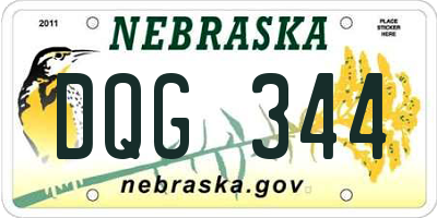 NE license plate DQG344