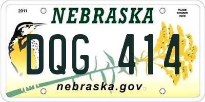 NE license plate DQG414